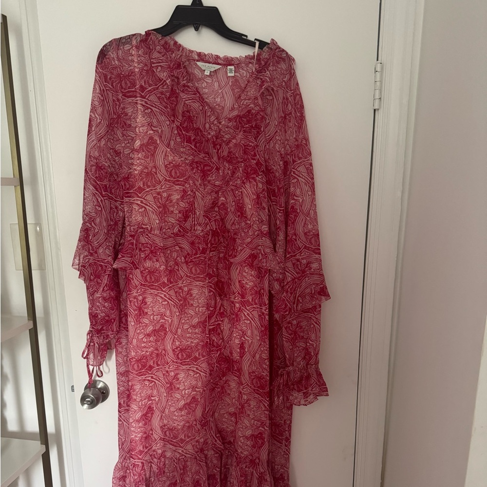 Ted Baker Pink and Red Ruffled Tiered Sundress